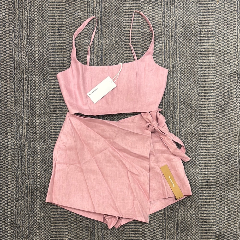 Reformation Two-Piece Wrap Set - Babygirl Pink / Size 0 / never worn with tags